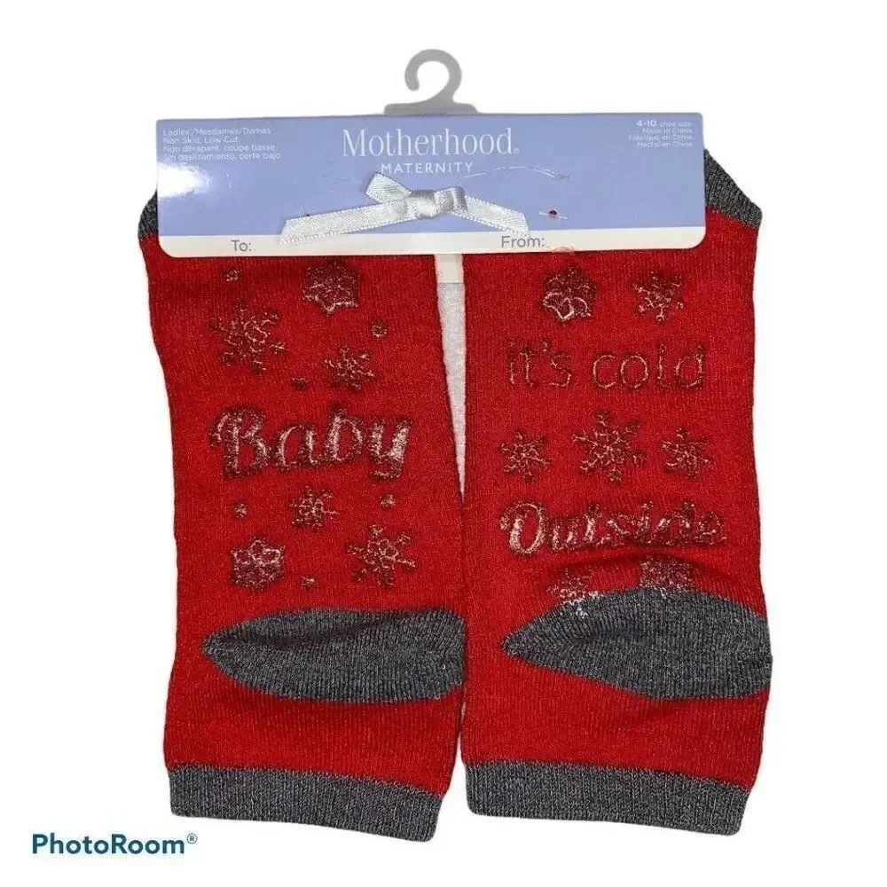 Motherhood Maternity Red Holiday Ankle Grip Socks